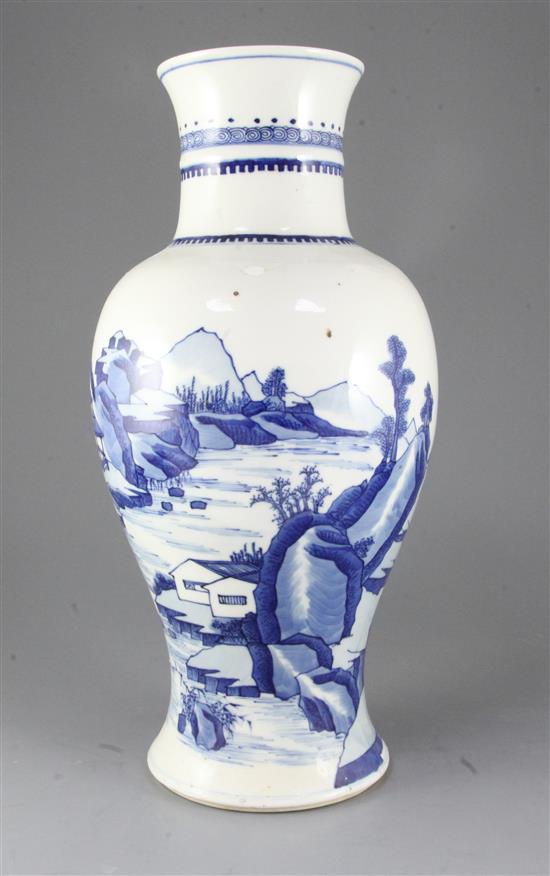 A large Chinese blue and white baluster vase, PLEASE NOTE 19TH CENTURY, height 43.5cm